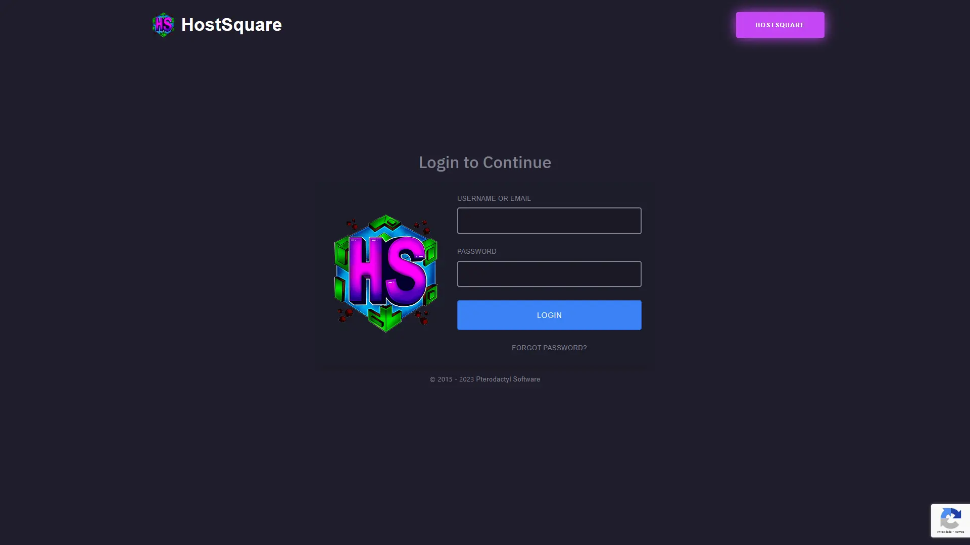 Painel da HostSquare exibindo o servidor Minecraft online com console e status dos jogadores