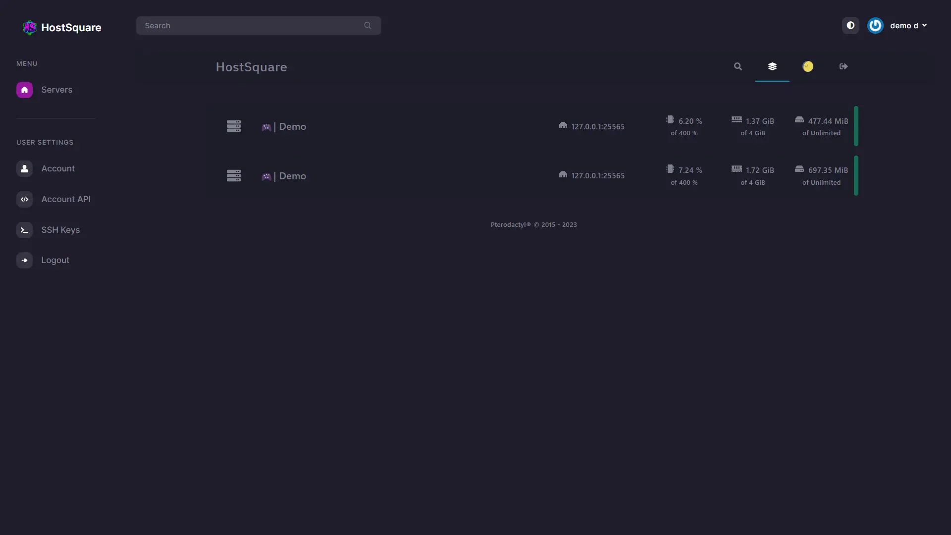 Lista de arquivos do servidor Minecraft no painel da HostSquare com editor de arquivos
