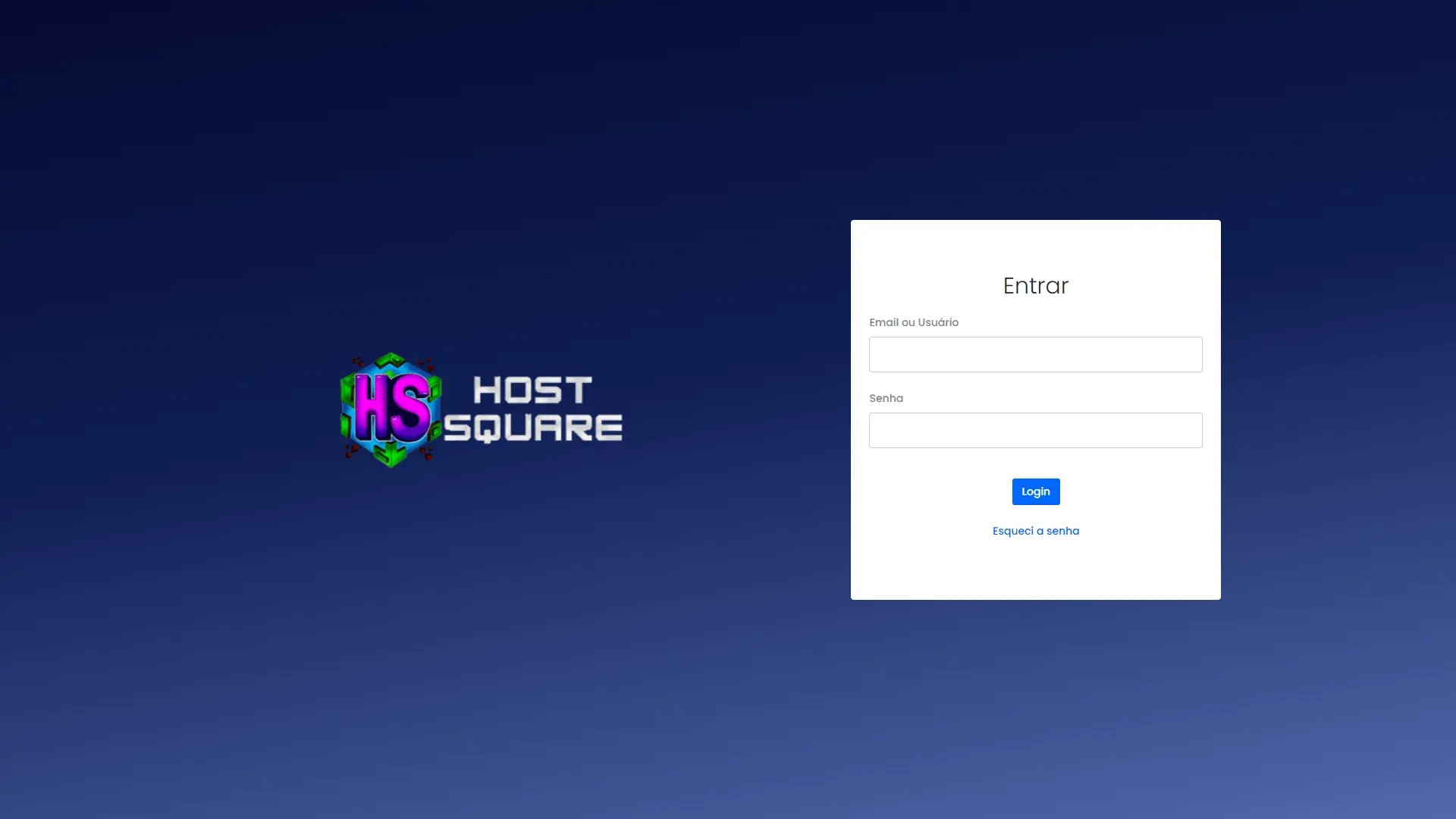 Painel da HostSquare exibindo a visão geral do servidor com gráficos de uso de CPU, memória e disco